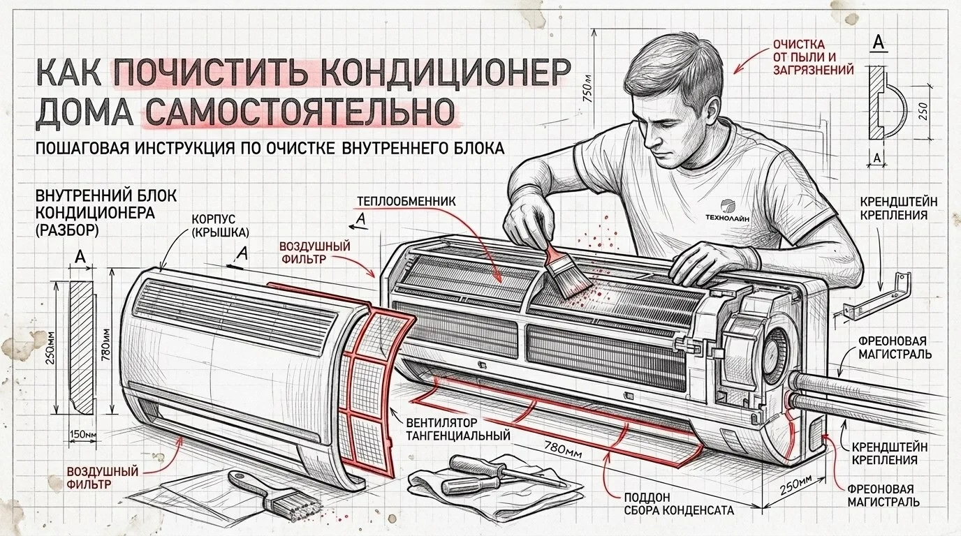 как почистить кондиционер дома самостоятельно