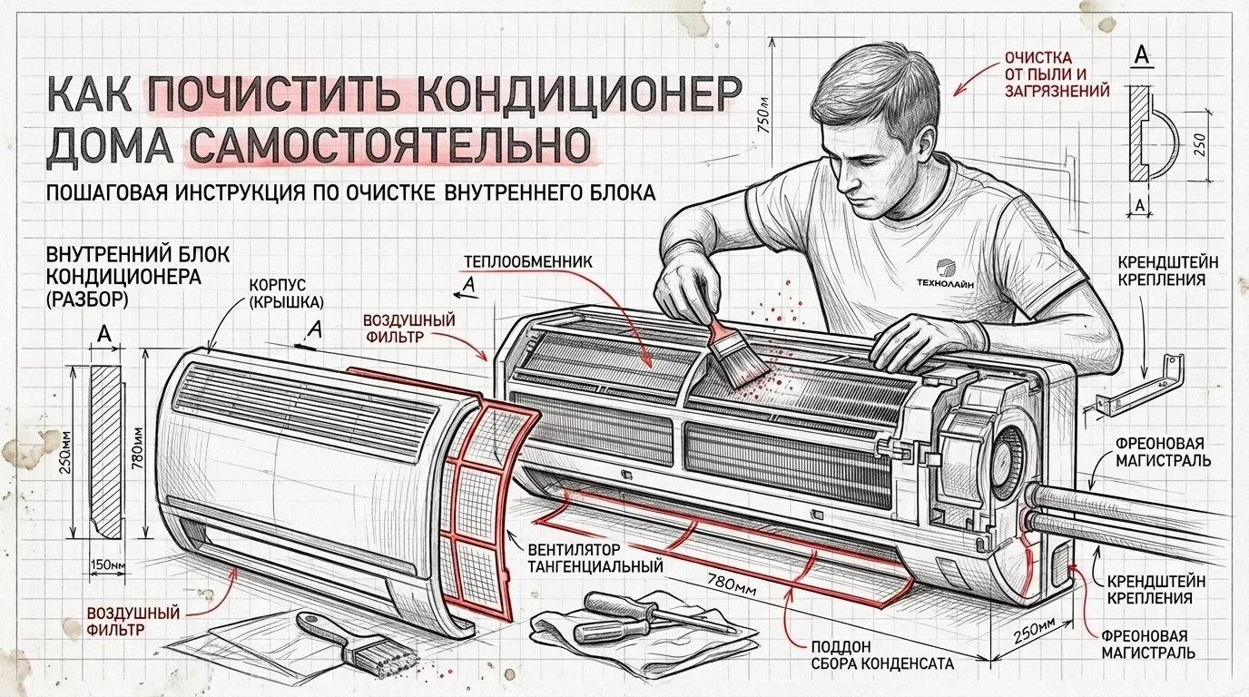 как почистить кондиционер дома самостоятельно
