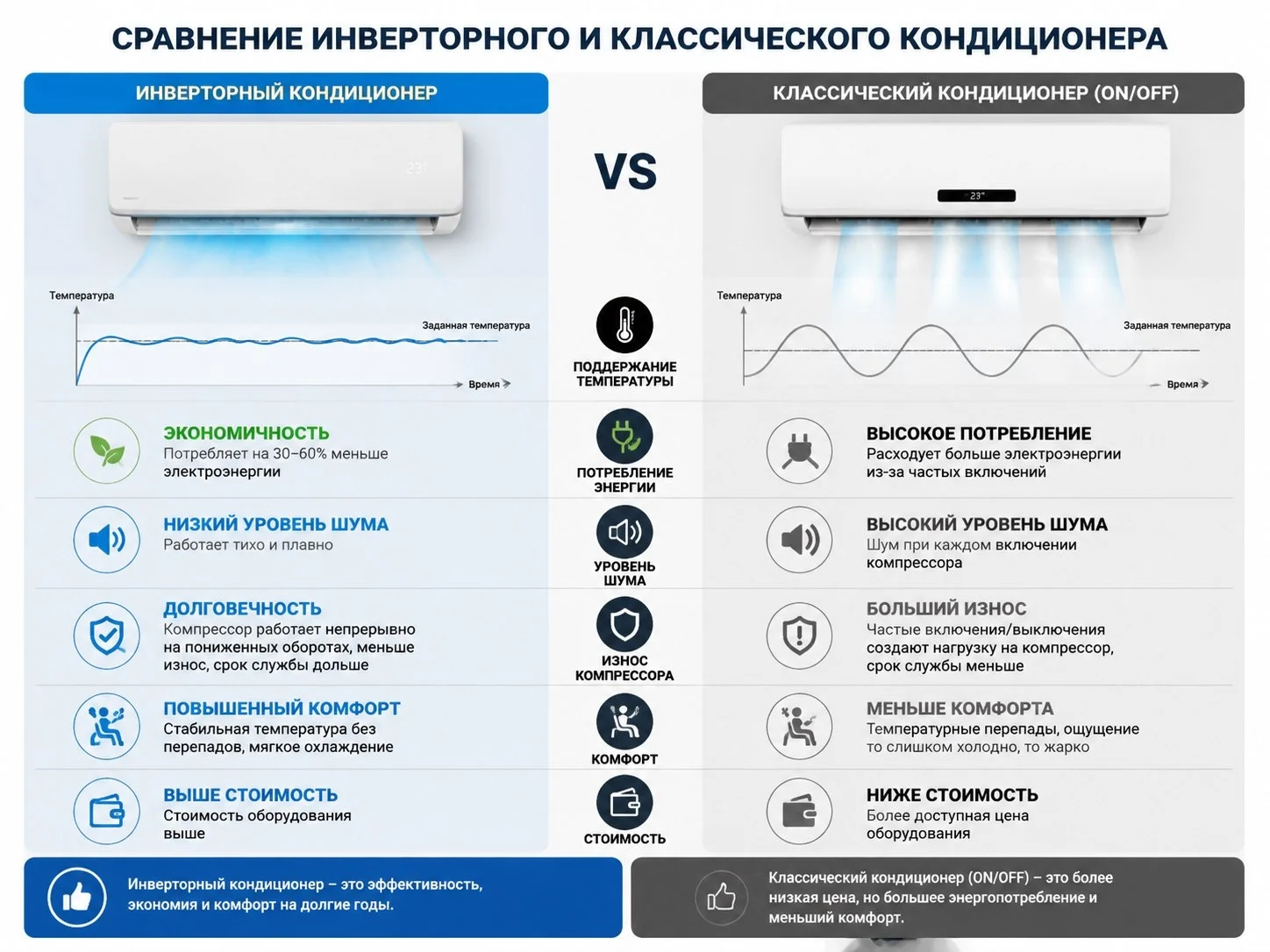 какой кондиционер лучше инверторный или обычный